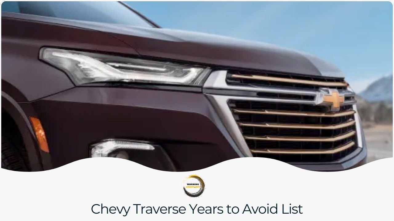 A list of Chevy Traverse model years known for significant issues or lower reliability.